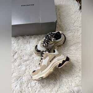 Balenciaga Triple S Sneakers in Cream and Black